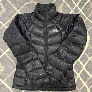 The North Face Women's Black and Red Puffer Jacket